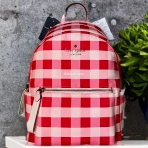 kate spade | Bags | Nwt Gingham Backpack Kate Spade Red  display picture 1